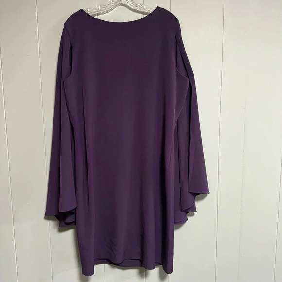 MARC BOUWER UNLIMITED Purple Sleeveless Cape Dress Back Zipper Lined Size XL - Picture 1 of 7